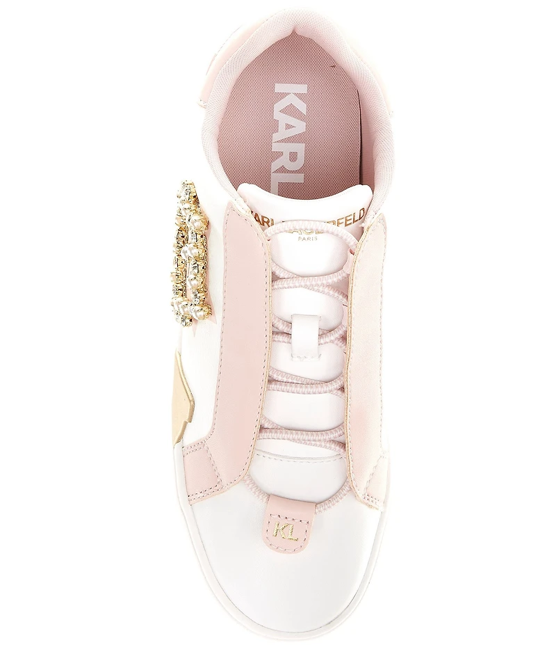 KARL LAGERFELD PARIS Madisyn Pearl Embellished Cat Applique Slip On Sneakers