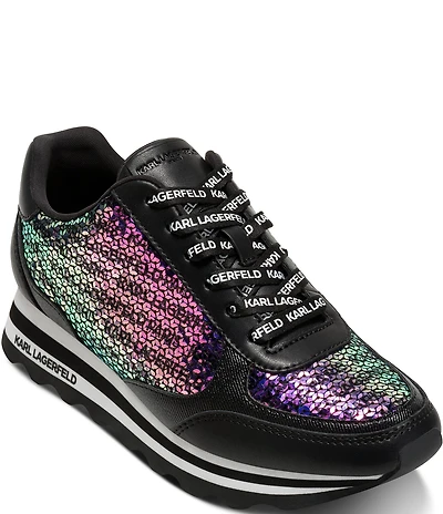 KARL LAGERFELD PARIS Marenza Multi Sequin Lace Up Sneakers