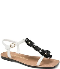 KARL LAGERFELD PARIS Margate Flower Applique Flat Sandals