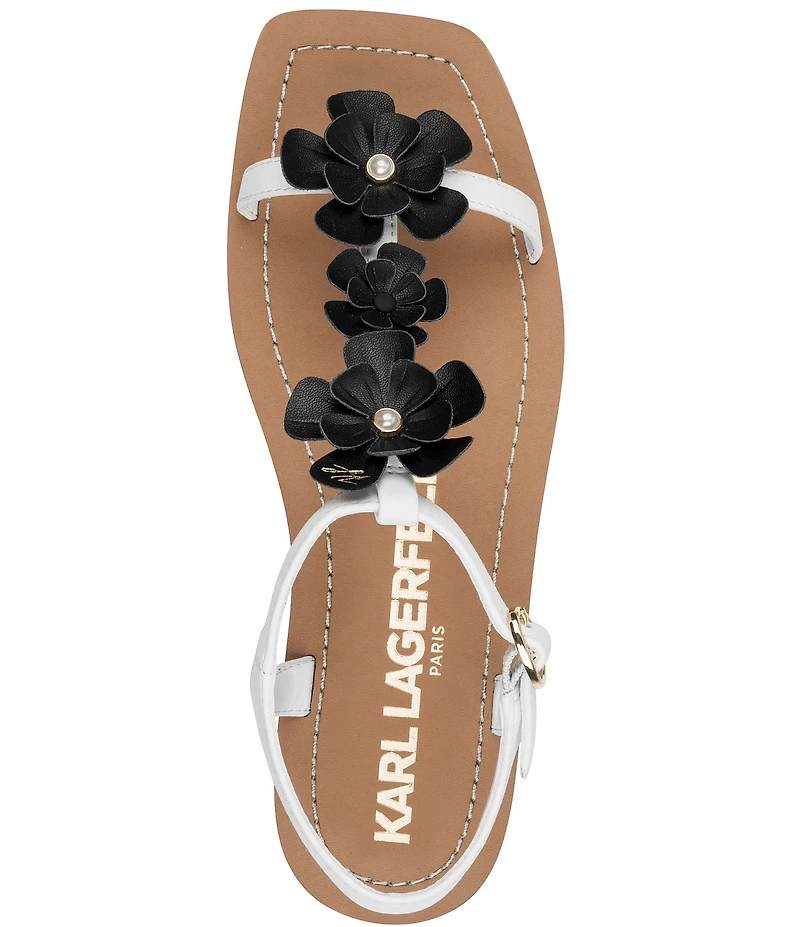 KARL LAGERFELD PARIS Margate Flower Applique Flat Sandals
