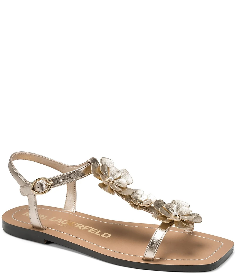 KARL LAGERFELD PARIS Margate Flower Applique Flat Sandals