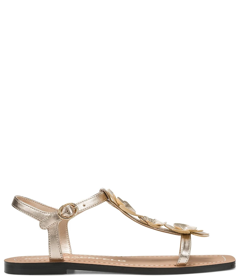 KARL LAGERFELD PARIS Margate Flower Applique Flat Sandals