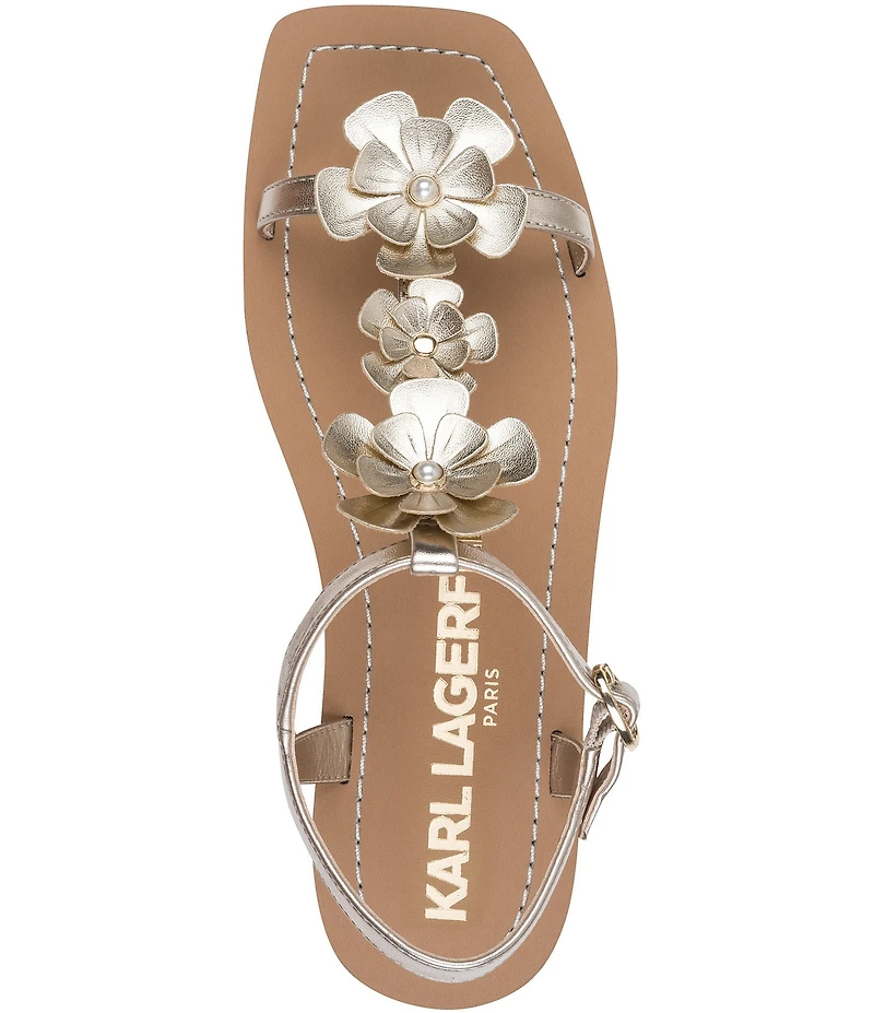 KARL LAGERFELD PARIS Margate Flower Applique Flat Sandals