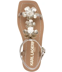 KARL LAGERFELD PARIS Margate Flower Applique Flat Sandals