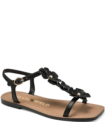 KARL LAGERFELD PARIS Margate Flower Applique Flat Sandals