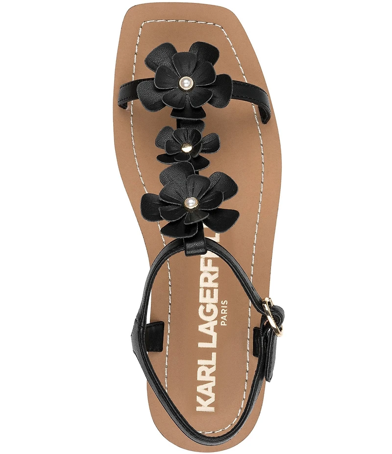 KARL LAGERFELD PARIS Margate Flower Applique Flat Sandals