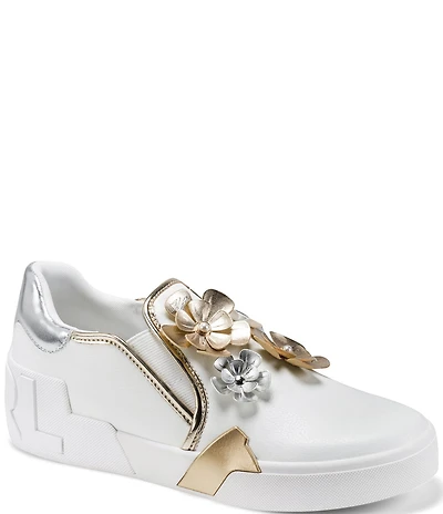 KARL LAGERFELD PARIS Maude Fleur Flower Applique Slip On Sneakers