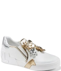 KARL LAGERFELD PARIS Maude Fleur Flower Applique Slip On Sneakers