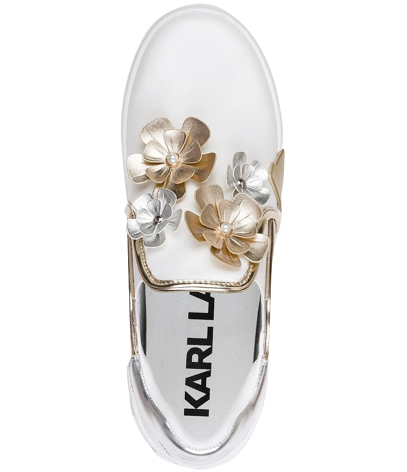KARL LAGERFELD PARIS Maude Fleur Flower Applique Slip On Sneakers
