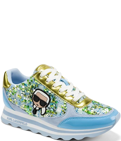 KARL LAGERFELD PARIS Meade Sequin Boucle Lace Up Sneakers