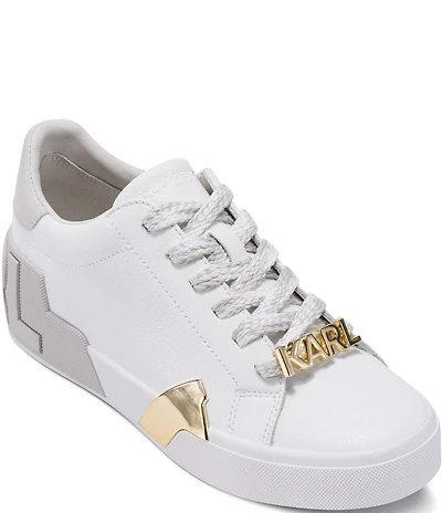 KARL LAGERFELD PARIS Melora Leather Lace Up Sneakers