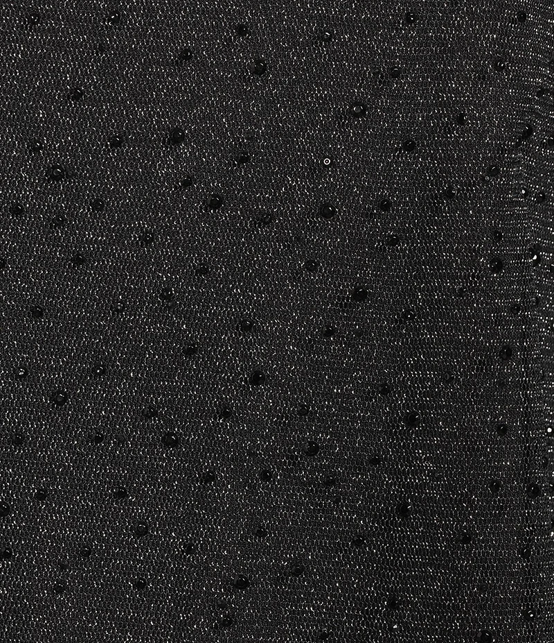 KARL LAGERFELD PARIS Metallic Mesh Knit High Neck Long Sleeve Top