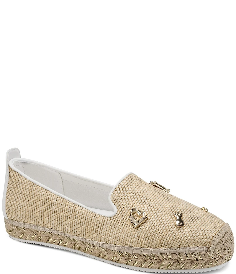 KARL LAGERFELD PARIS Michaela Atelier Raffia Charm Slip On Espadrilles