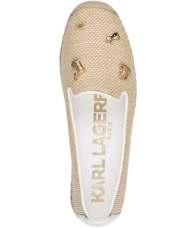 KARL LAGERFELD PARIS Michaela Atelier Raffia Charm Slip On Espadrilles