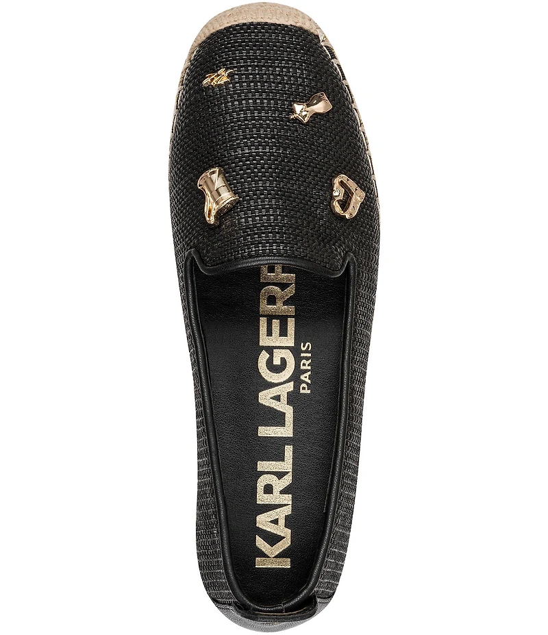 KARL LAGERFELD PARIS Michaela Atelier Raffia Charm Slip On Espadrilles