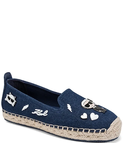 KARL LAGERFELD PARIS Michaela Denim Charm Slip On Espadrilles