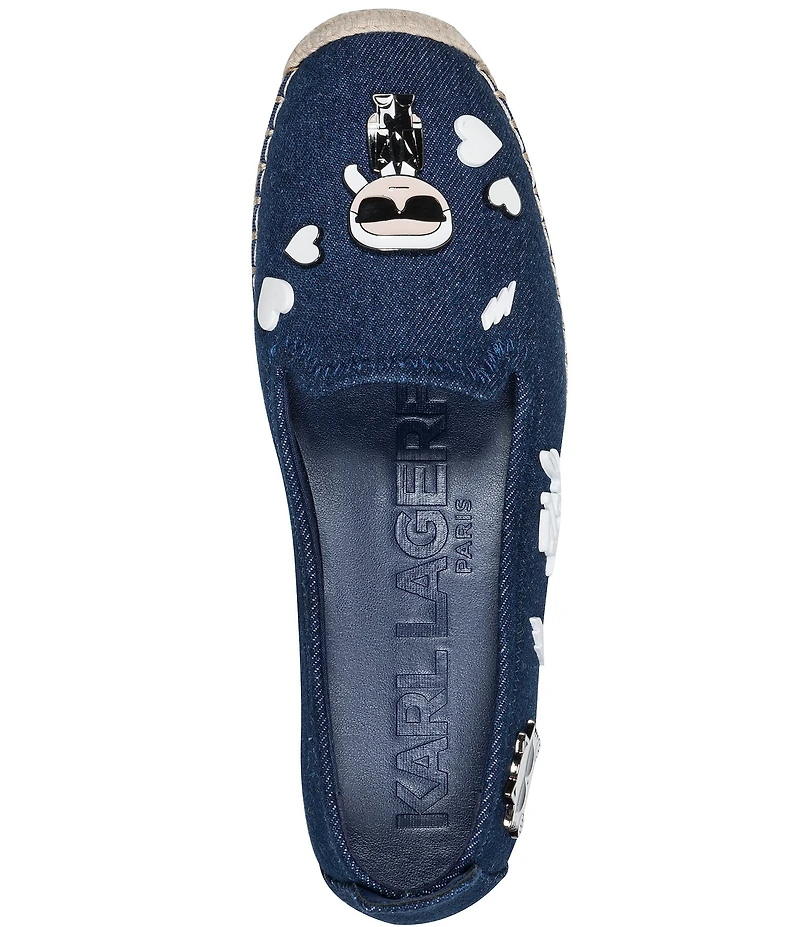 KARL LAGERFELD PARIS Michaela Denim Charm Slip On Espadrilles
