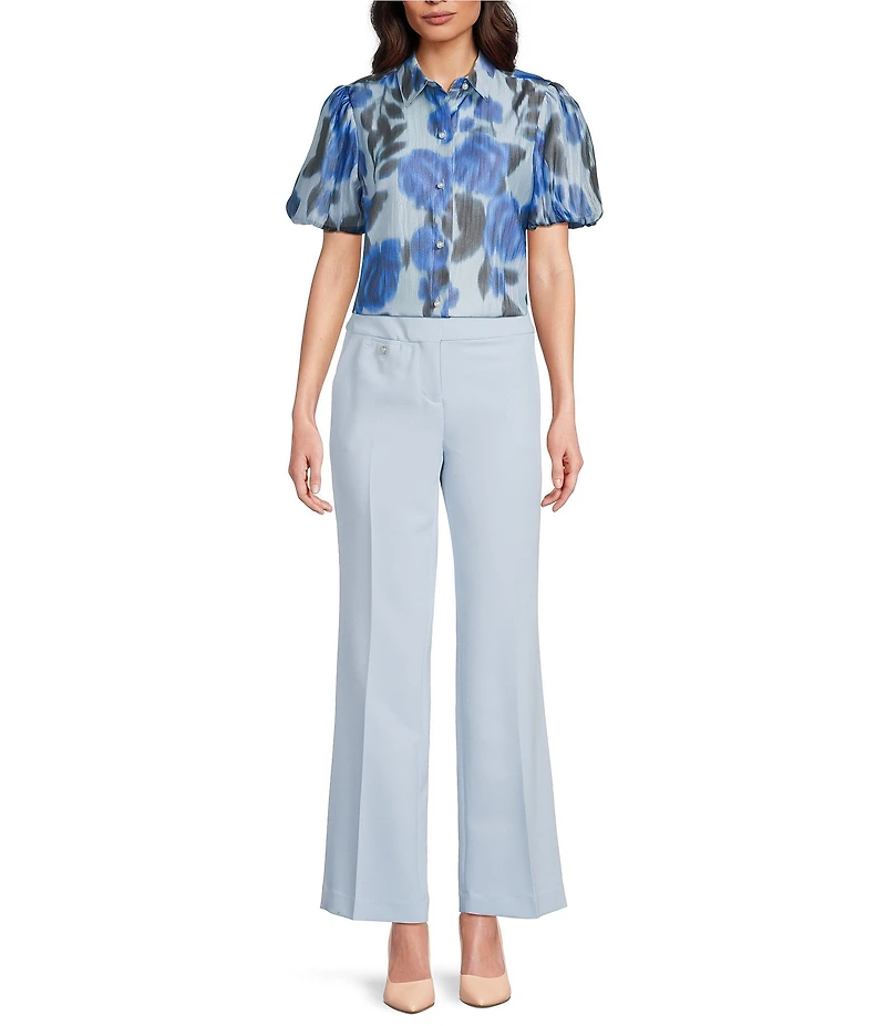 KARL LAGERFELD PARIS Mid Rise Flat Front Wide Leg Coordinating Pants