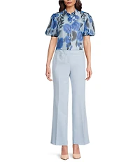 KARL LAGERFELD PARIS Mid Rise Flat Front Wide Leg Coordinating Pants