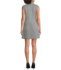 KARL LAGERFELD PARIS Mini Houndstooth Pleated Skirt Studded Blazer Dress