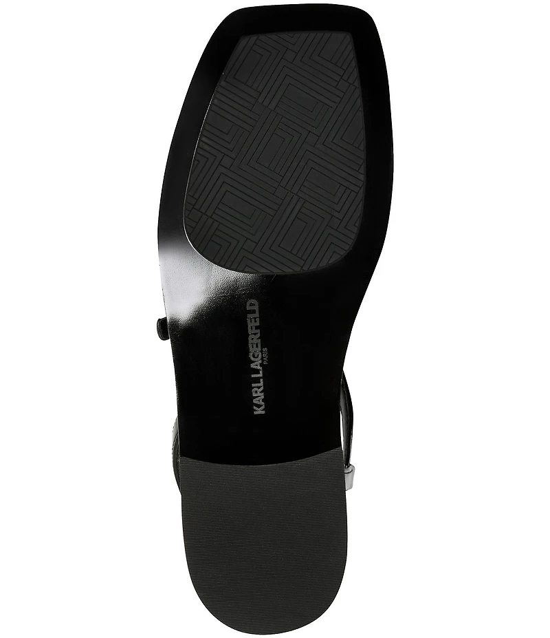 KARL LAGERFELD PARIS Miram Patent KARL Logo Strap Flat Sandals