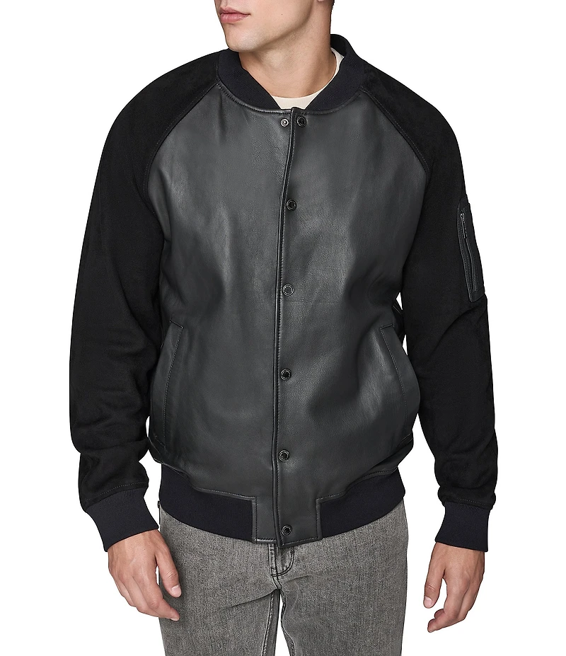 Karl Lagerfeld Paris Mixed Media Bomber Jacket
