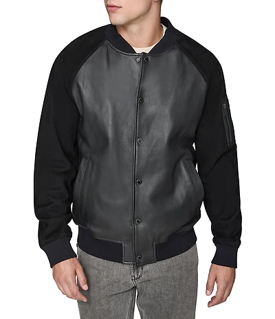 Karl Lagerfeld Paris Mixed Media Bomber Jacket