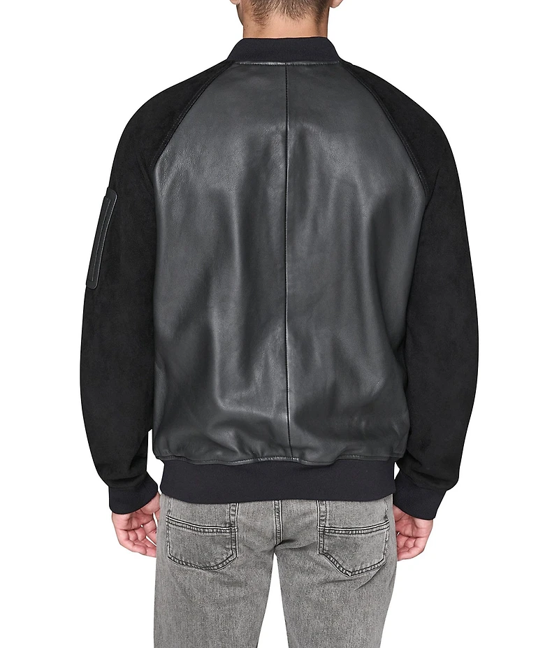 Karl Lagerfeld Paris Mixed Media Bomber Jacket