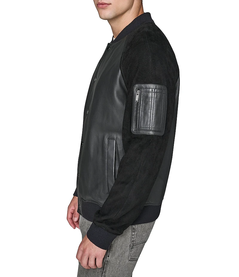 Karl Lagerfeld Paris Mixed Media Bomber Jacket
