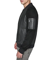 Karl Lagerfeld Paris Mixed Media Bomber Jacket
