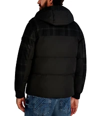 KARL LAGERFELD PARIS Mixed Media Puffer Hooded Jacket