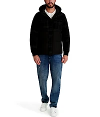 KARL LAGERFELD PARIS Mixed Media Puffer Hooded Jacket