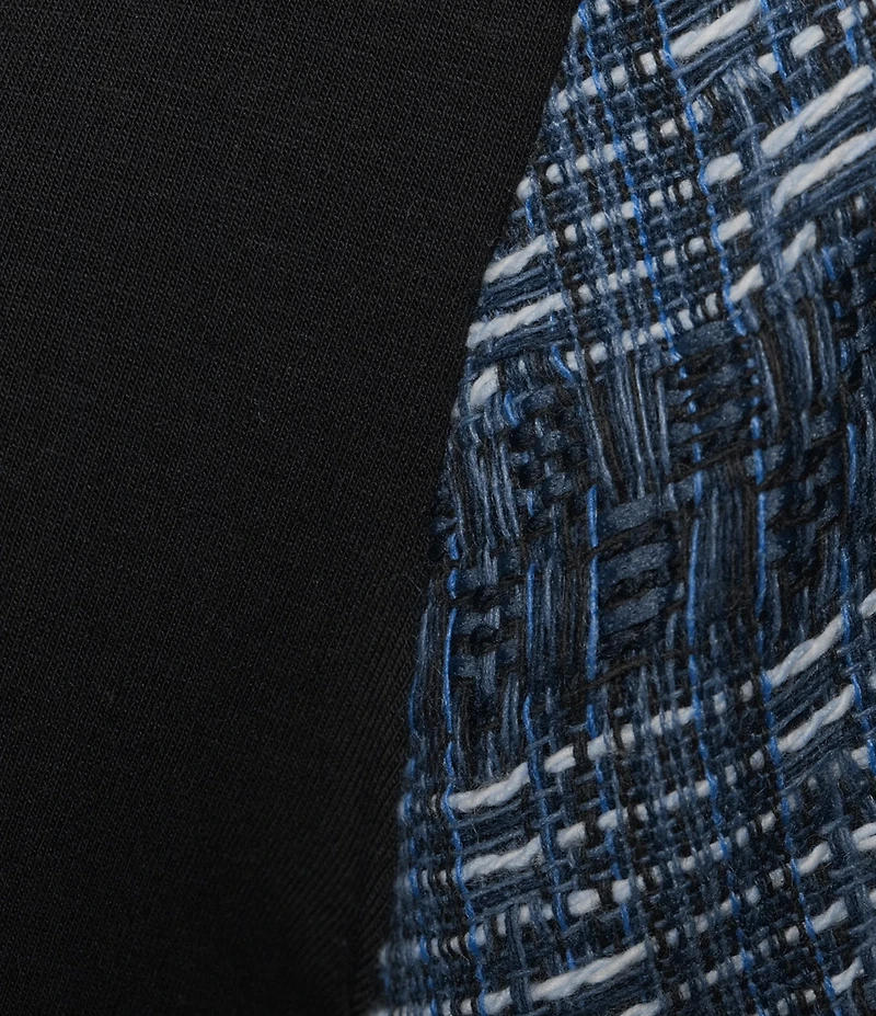 KARL LAGERFELD PARIS Mixed Media Round Neck Short Sleeve Top