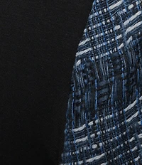 KARL LAGERFELD PARIS Mixed Media Round Neck Short Sleeve Top