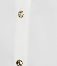 KARL LAGERFELD PARIS Mixed Media Satin Point Collar Long Sleeve Blouse