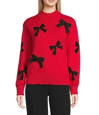 KARL LAGERFELD PARIS Mock Neck Long Sleeve Bow Sweater