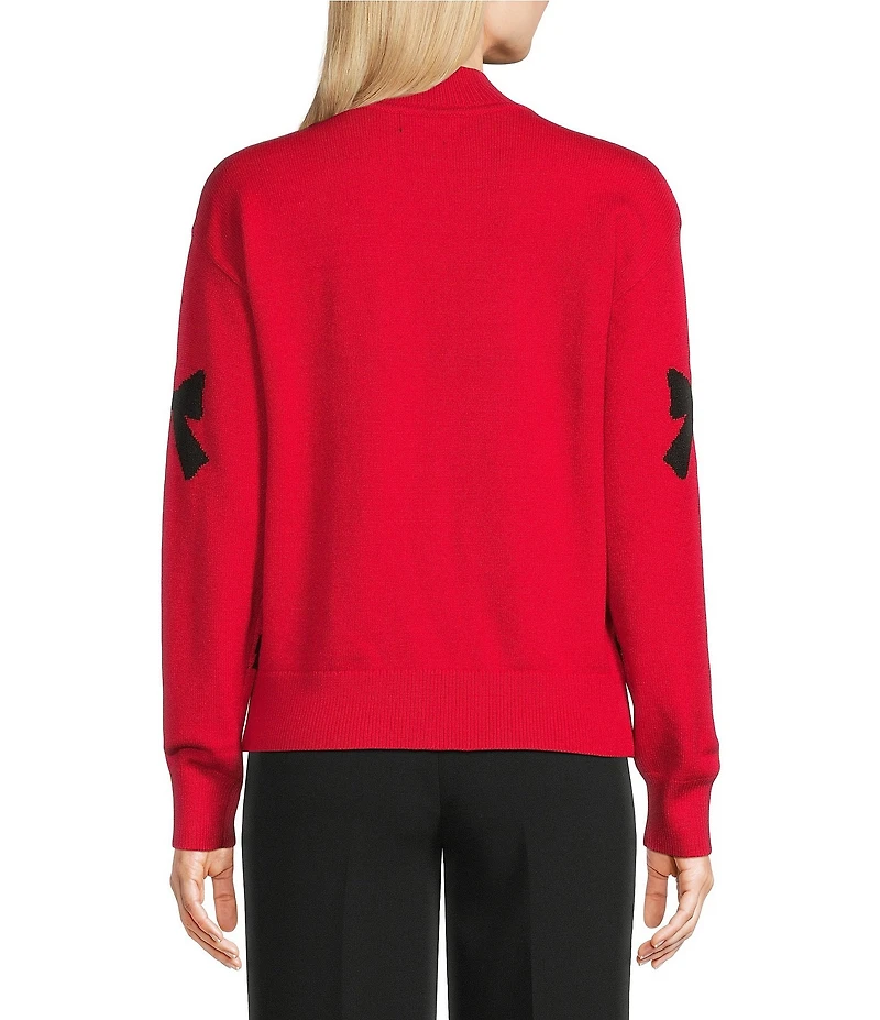 KARL LAGERFELD PARIS Mock Neck Long Sleeve Bow Sweater