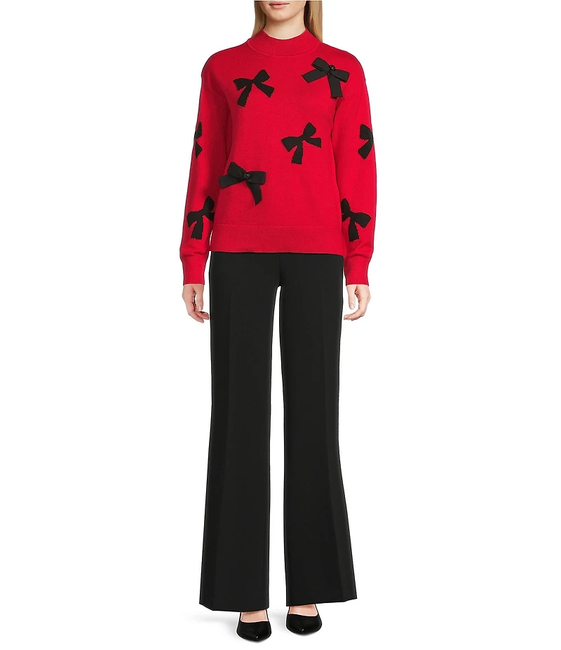 KARL LAGERFELD PARIS Mock Neck Long Sleeve Bow Sweater