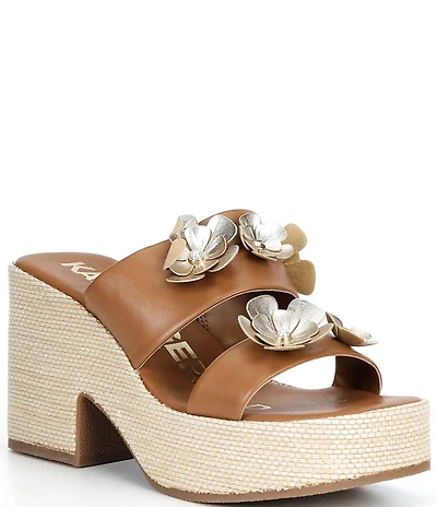 KARL LAGERFELD PARIS Moracco Double Banded Raffia Wedge Sandals