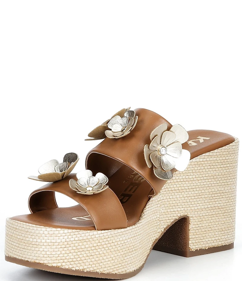KARL LAGERFELD PARIS Moracco Double Banded Raffia Wedge Sandals
