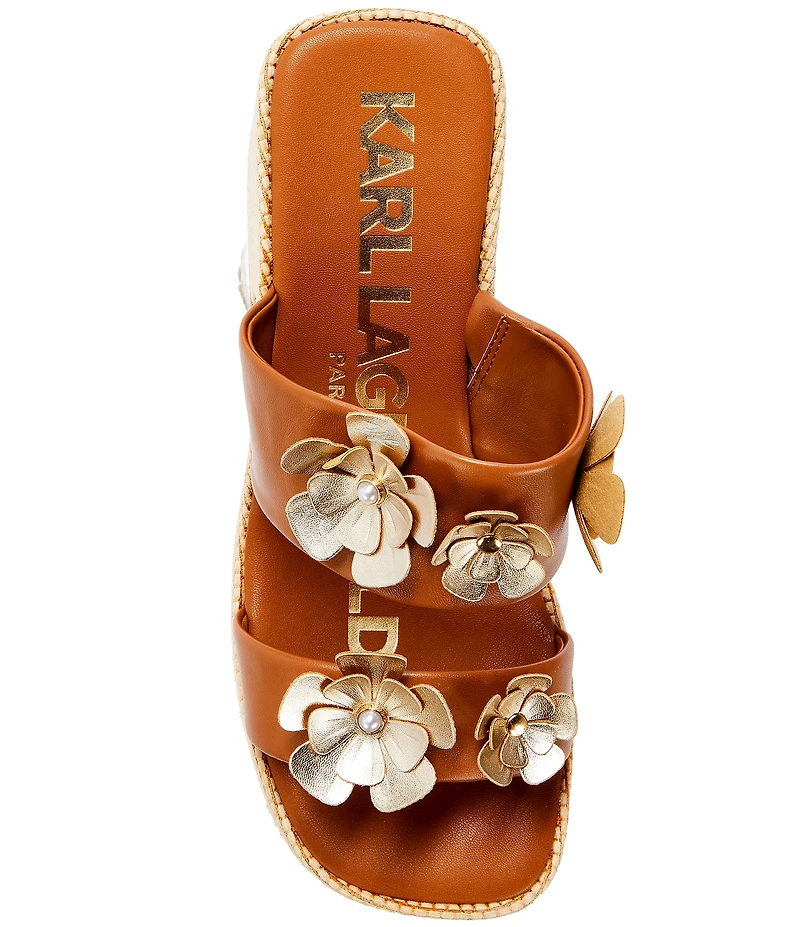 KARL LAGERFELD PARIS Moracco Double Banded Raffia Wedge Sandals