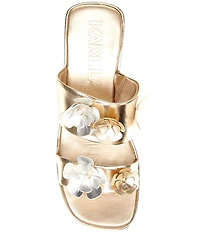 KARL LAGERFELD PARIS Moracco Metallic Floral Double Banded Platform Slide Sandals