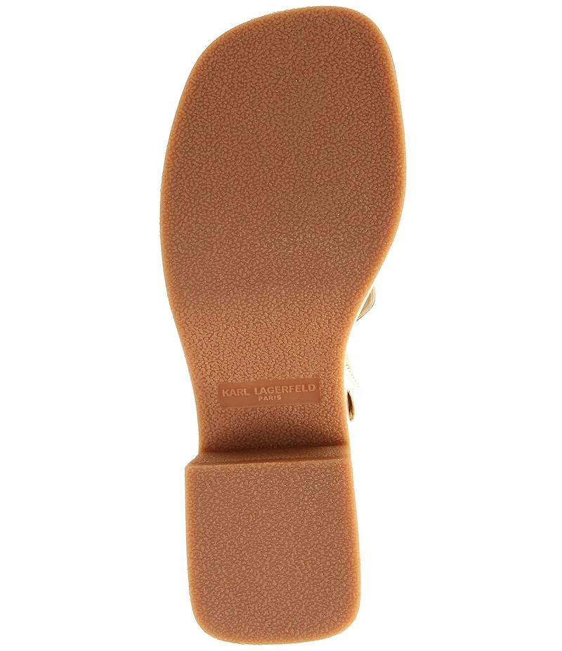 KARL LAGERFELD PARIS Moracco Metallic Floral Double Banded Platform Slide Sandals