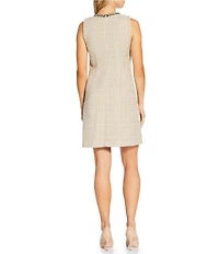 KARL LAGERFELD PARIS Multi Texture Tweed Pearl Trim Keyhole Shift Dress
