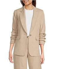 KARL LAGERFELD PARIS Notch Collar 3/4 Sleeve Rhinestone Studded Embellished Pinstripe Coordinating Blazer