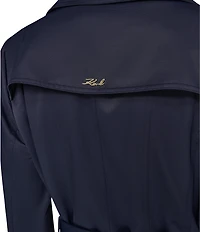 KARL LAGERFELD PARIS Notch Collar Belted Flare Hem Trench Jacket