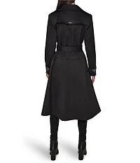 KARL LAGERFELD PARIS Notch Collar Belted Flare Hem Trench Jacket