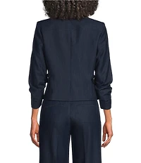 KARL LAGERFELD PARIS Notch Lapel 3/4 Sleeves Cropped Blazer