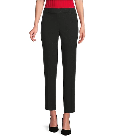 KARL LAGERFELD PARIS Novelty Metallic Lurex Flat Front Ankle Length Straight Leg Pants