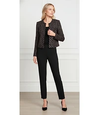 KARL LAGERFELD PARIS Novelty Metallic Lurex Flat Front Ankle Length Straight Leg Pants